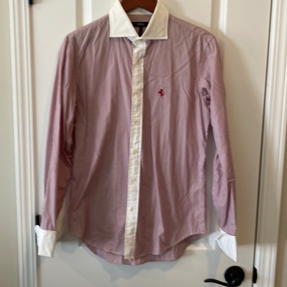 Ferrari Other - MENS Ferrari euro tailored Red pinstriped shirt with French cuffs. Size L